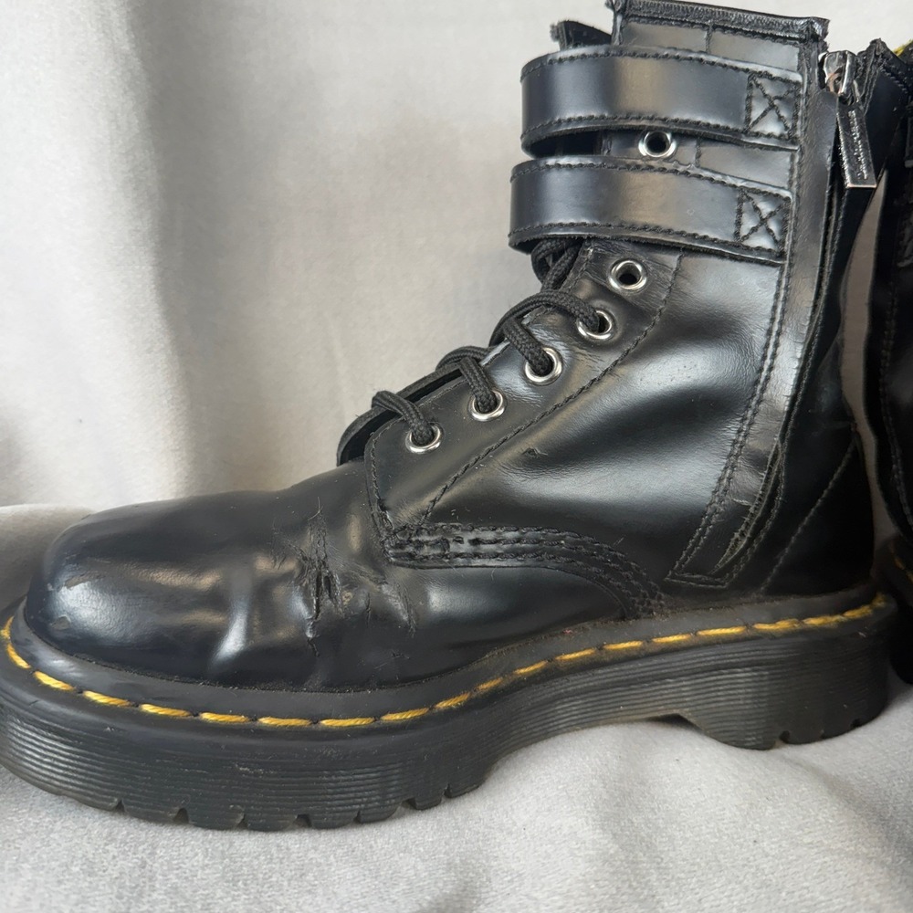 Dr. Martens Jadon Strap Platform Boots Womens 5 Black Leather Buckle Side Zip - Picture 5 of 16